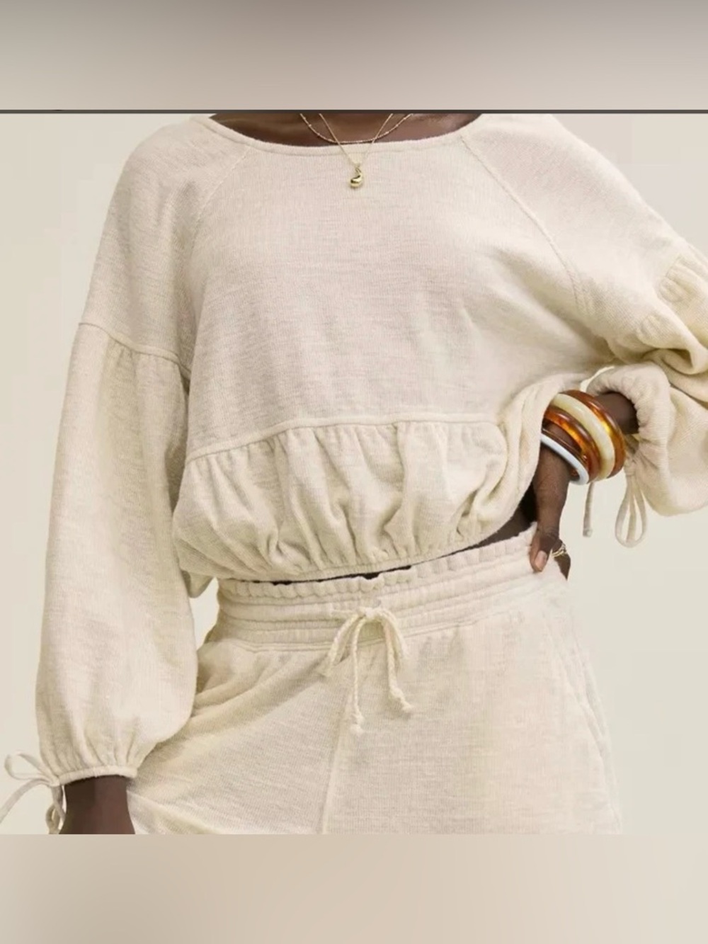 Aerie Women's Cream Waffle Ribbed Pullover Top